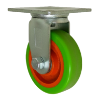 Rodaja Giratoria Placa Troquelada Rueda Poliuretano Polivom 1