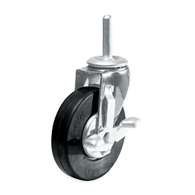 Rodaja Autoservicio Giratoria Cromada espiga lisa con freno Polivom